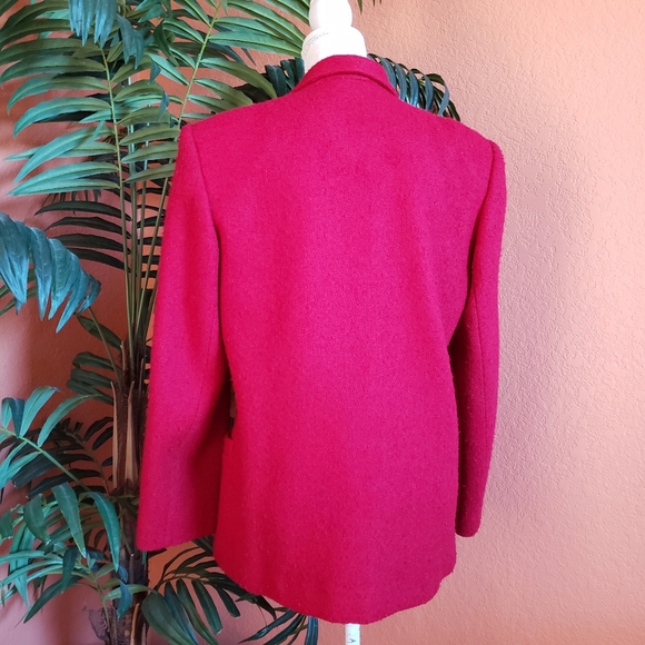 Vintage Claudia & Marc Wool Texture Blazer Red 12 Retro - Picture 3 of 13